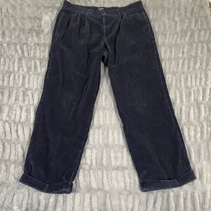 VTG Dockers Khakis Chunky Corduroy Pants Navy Blue Pleated 38x30 Relaxed Fit
